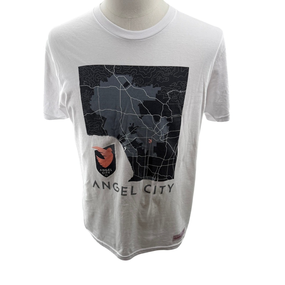Mitchell & Ness Angel City FC‎ MLS Soccer Map Graphic Tee Shirt Mens Medium NEW